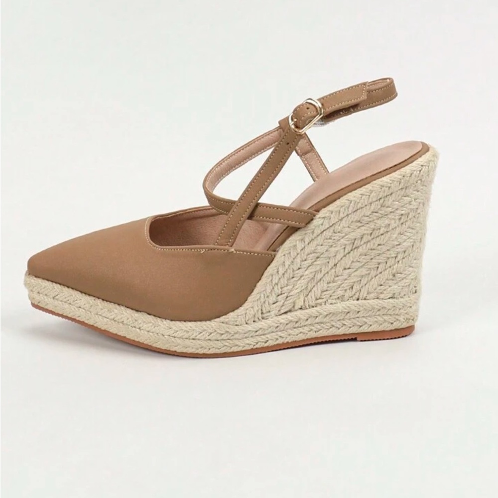 Tan Wedge Sandals 7 - Picture 2 of 6